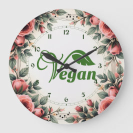 Relógio Grande Logotipo de Folha Verde Vintage Vegano por Bearnd