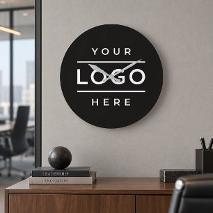 Relógio Grande Logotipo de Negócios Preto Moderno de Marca Corpor