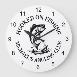 Relógio Grande Logotipo do Hooked On Fishing, Clube de Pesca Pers