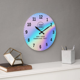 Relógio Grande Logotipo e Texto Fofo Arco-íris Holográfico Person