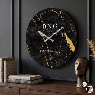 Relógio Grande Logotipo Empresarial Personalizado em Mármore Pret