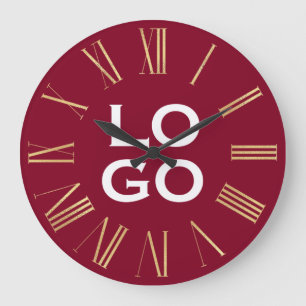 Relógio Grande Logotipo ou imagem personalizados em burgundy