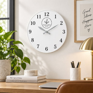 Relógio Grande Logotipo Personalizado Minimalista Número Empresa