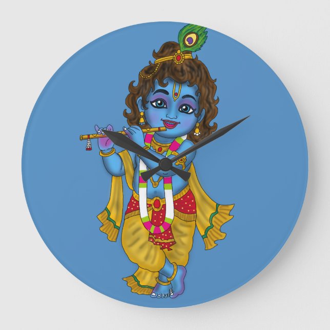 Relógio Grande Lord Krishna Wall Clock  (Frente)