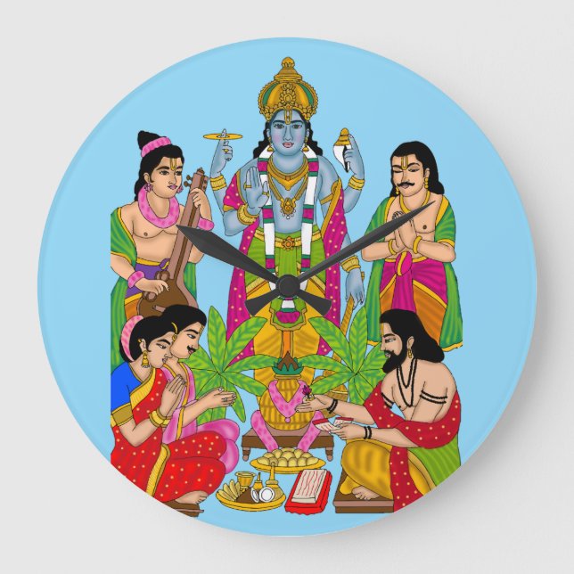 Relógio Grande Lord Satyanarayan Wall Clock (Frente)