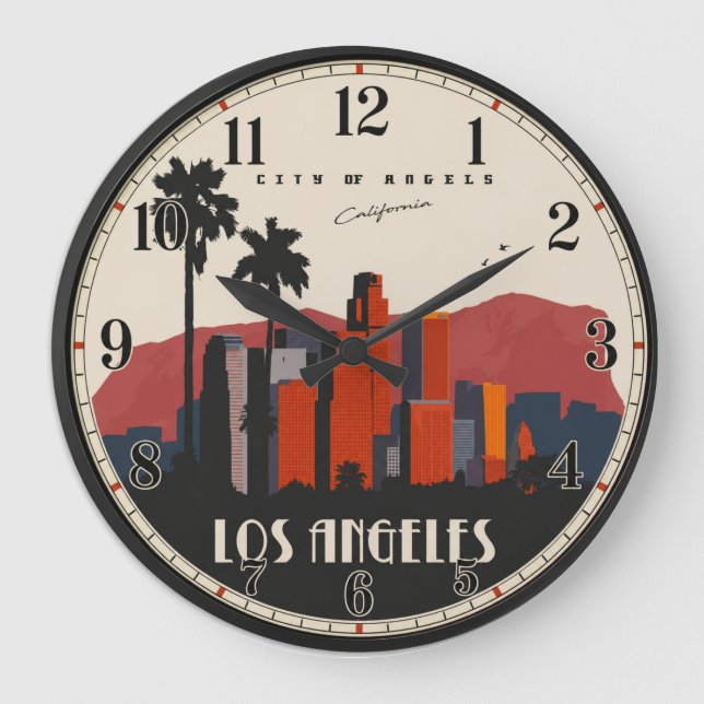 Relógio Grande Los Angeles Skyline  Art Deco  (Frente)