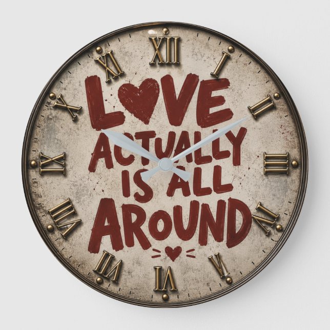 Relógio Grande Love Actually Is All Around Romantic Quote (Frente)