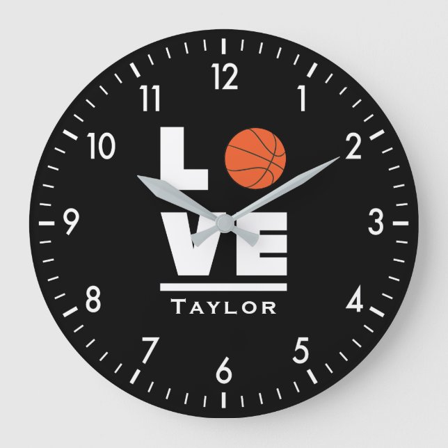 Relógio Grande Love And Live Basketball Sports Fan Custom Name (Frente)