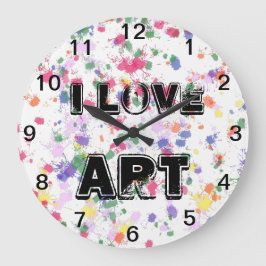 Relógio Grande Love Art Paint Splatter Clock