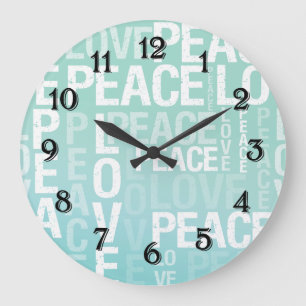 Relógio Grande Love Peace Blue Mint Ombre