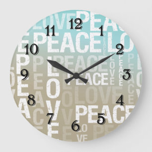Relógio Grande Love Peace Cream Aqua Ombre