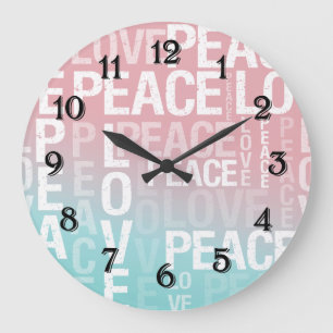 Relógio Grande Love Peace Pink Aqua Ombre