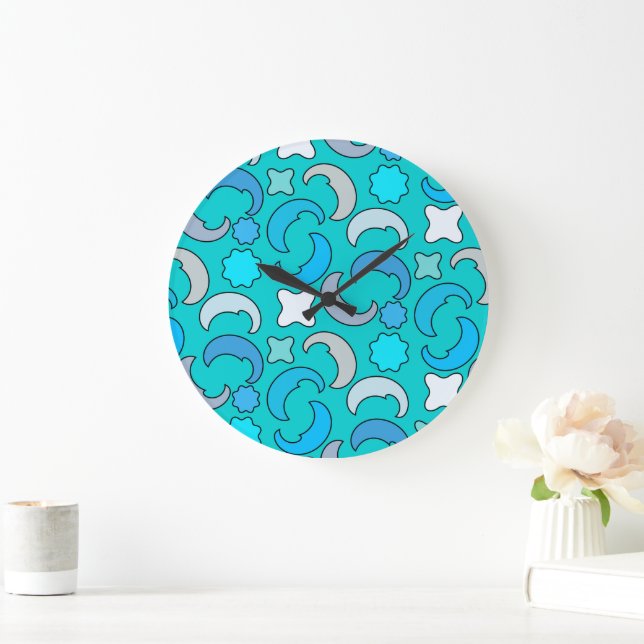 Relógio Grande Lua Azul Nublada (Lar)