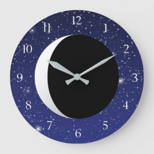 Relógio Grande Lua crescente em um fundo estrelado