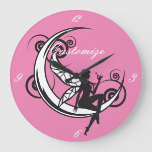 Relógio Grande Lua Fada Silhueta Thunder_Cove