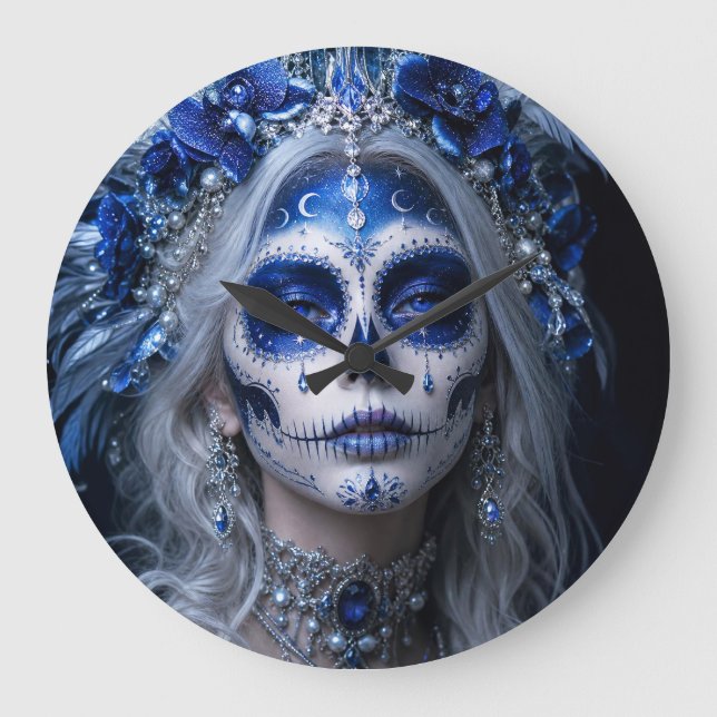 Relógio Grande Lua Safira Calavera – Azul Celestial (Frente)