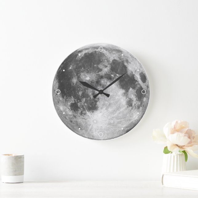 Relógio Grande Lua Sistema Solar Espaço Lunar Planeta Cinza Crate (Lar)