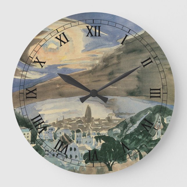 Relógio Grande Lua sobre Barcelona por Walter Gramatte (Frente)
