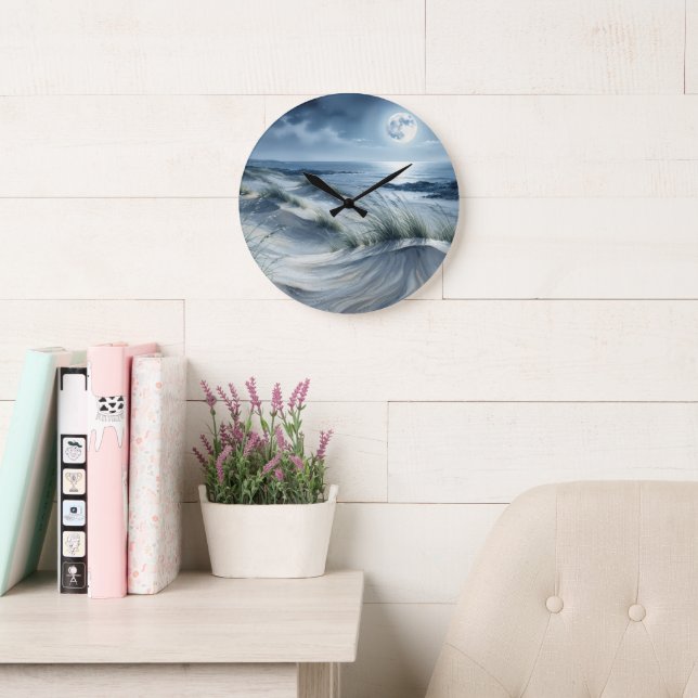 Relógio Grande Lua Sobre Mar Tranquilo (Sala de leitura)