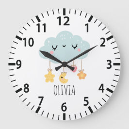 Relógio Grande Lullaby Cloud Boho Nursery Wall Clock