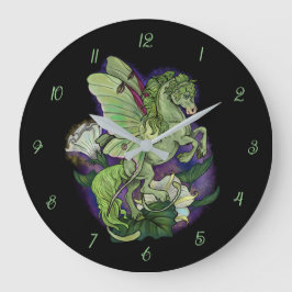 Relógio Grande Luna Moonduster Moth Fairy Horse Large Clock