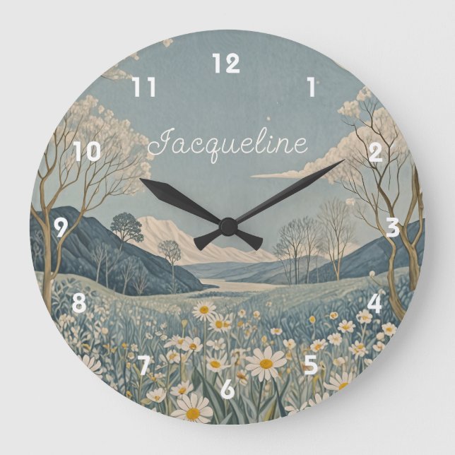 Relógio Grande Lunar Meadow Personalizado (Frente)