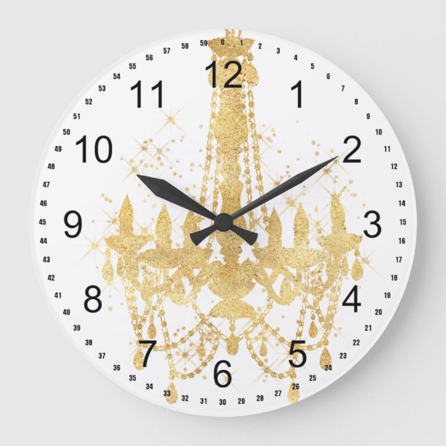 Relógio Grande Lustre Dourado de Têxtil (Frente)