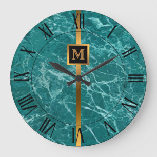Relógio Grande Luxo Elegante Moderno Mármore Preto Dourado