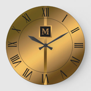 Relógio Grande Luxo Elegante Moderno Mármore Preto Dourado
