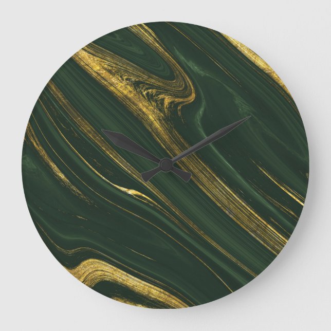 Relógio Grande Luxuoso Onyx Verde: Ouro Marble. (Frente)