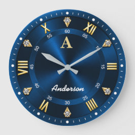 Relógio Grande Luxury Crystal Accents Royal Blue