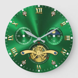 Relógio Grande Luxury Emerald Green Gold Elegant