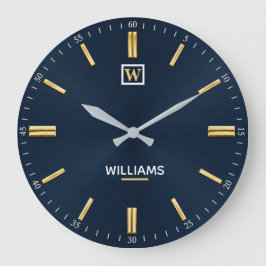 Relógio Grande Luxury Navy Blue & Gold Minimalist