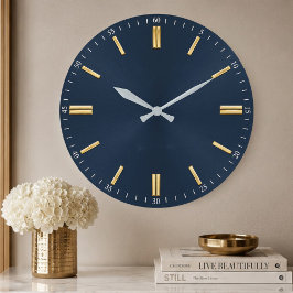 Relógio Grande Luxury Navy Blue & Gold Minimalist