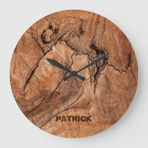 Relógio Grande Luz Monogrammed - design de madeira marrom