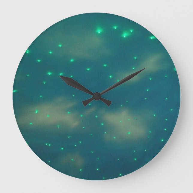 Relógio Grande Luzes bonito do céu azul (Frente)