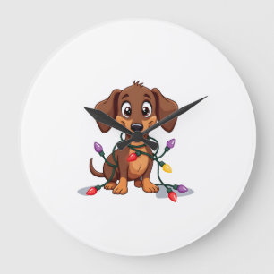 Relógio Grande Luzes de Dachshund de Natal (2)