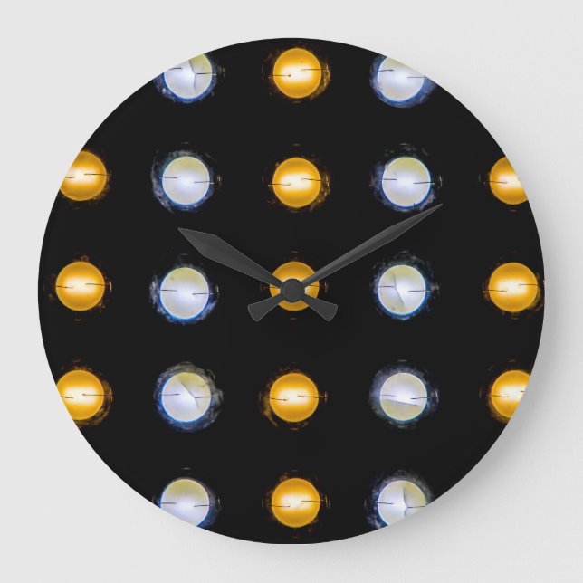 Relógio Grande Luzes LED, fundo de abstrato de encerramento. (Frente)