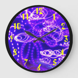 Relógio Grande Luzes roxas azuis no movimento