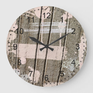 Relógio Grande Madeira pintada cor-de-rosa