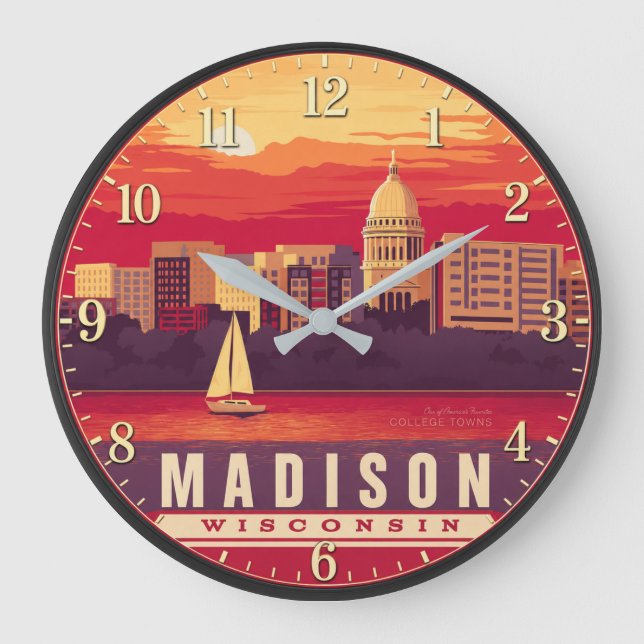 Relógio Grande Madison Wisconsin Sunset (Frente)