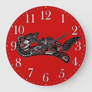 Relógio Grande Madre Otter e Bebê, estilo Haida, Arte Nativa