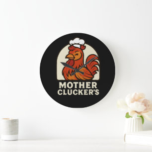Relógio Grande Mãe Clucker’s Chef de Galinha Retrô Divertido - Ca