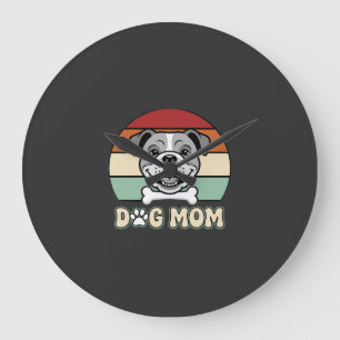 Relógio Grande Mãe de Cachorro Retro Bulldog Vetor