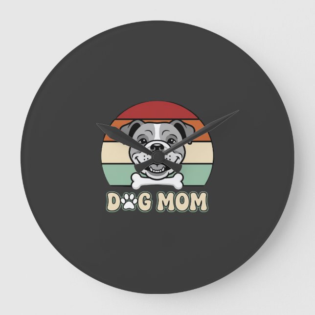 Relógio Grande Mãe de Cachorro Retro Bulldog Vetor (Frente)