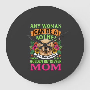 Relógio Grande Mãe do Golden Retriever Floral Amante de Cães