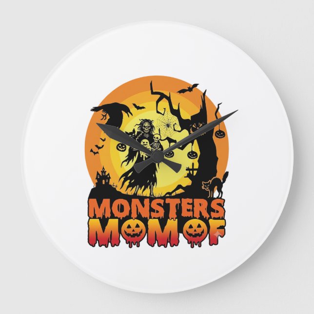 Relógio Grande Mãe dos Monstros Dia das Bruxas Monstro Fantasma E (Frente)