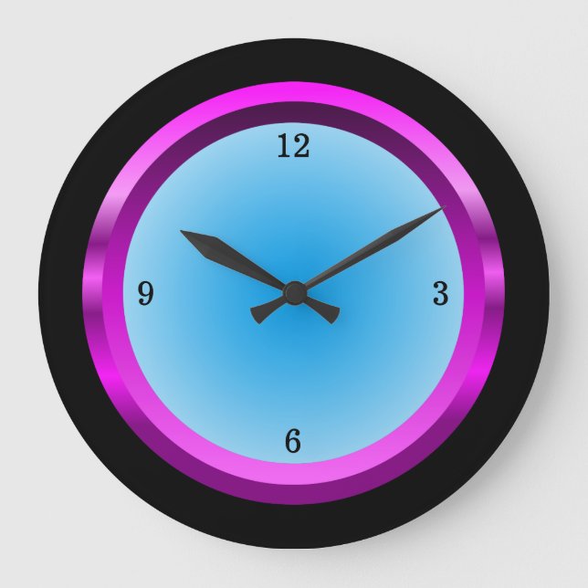Relógio Grande Magenta Preto e Azul Legal (Frente)