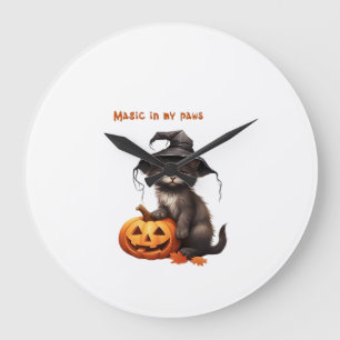 Relógio Grande Mágica nas Minhas Patas � Design de Gato de Hallow