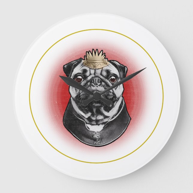 Relógio Grande Majestade Pug  (Frente)